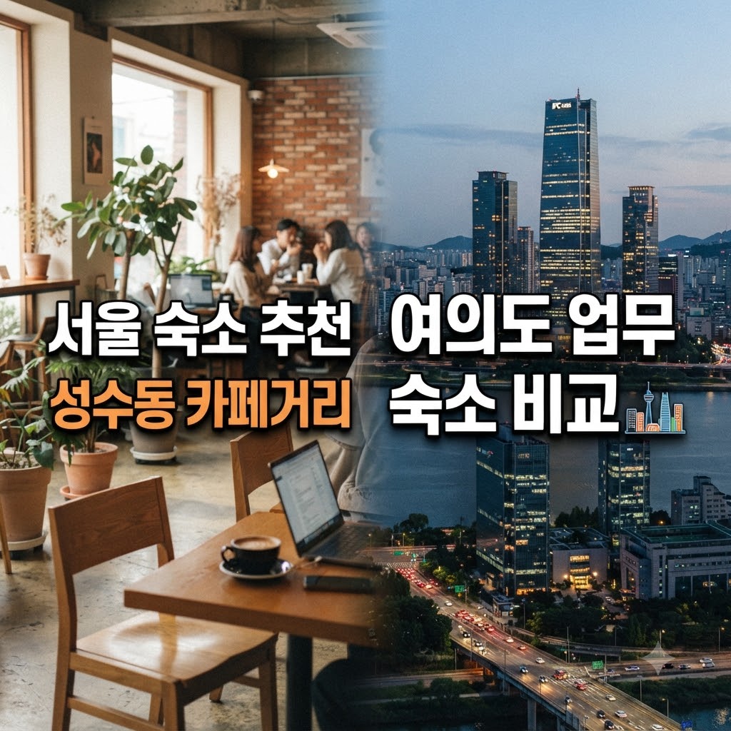 서울 숙소 추천 성수동 카페거리와 여의도 업무 숙소 비교